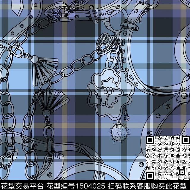 定位花格子几何数码印花华亿平台下载（图片编号: 1504025） - 瓦栏（Walan）