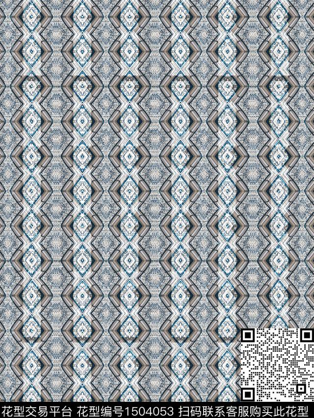 民族风复古大牌风数码印花华亿平台下载（图片编号: 1504053） - 瓦栏（Walan）