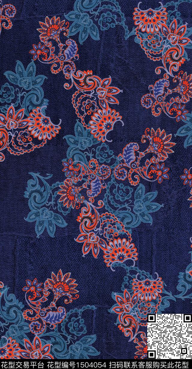 民族风复古佩斯利数码印花华亿平台下载（图片编号: 1504054） - 瓦栏（Walan）