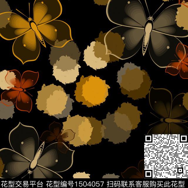 水彩趣味蝴蝶数码印花华亿平台下载（图片编号: 1504057） - 瓦栏（Walan）