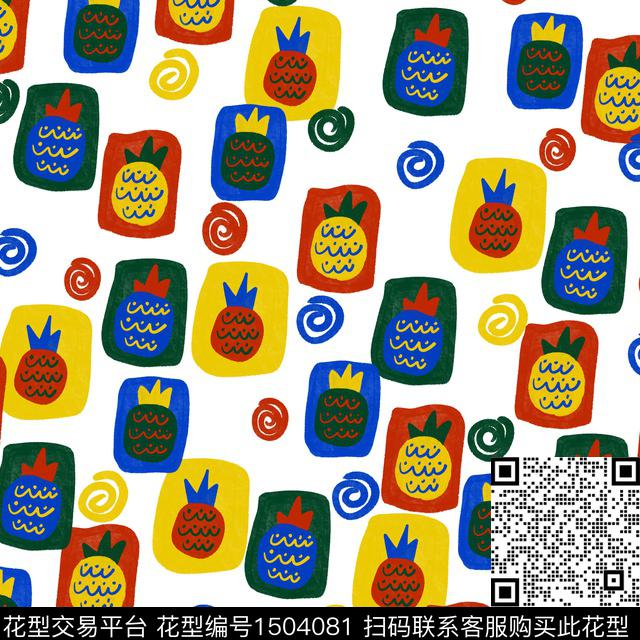 几何水果趣味数码印花华亿平台下载（图片编号: 1504081） - 瓦栏（Walan）
