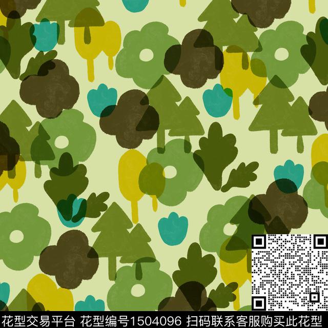 彩底花卉手绘花卉绿植树叶数码印花华亿平台下载（图片编号: 1504096） - 瓦栏（Walan）