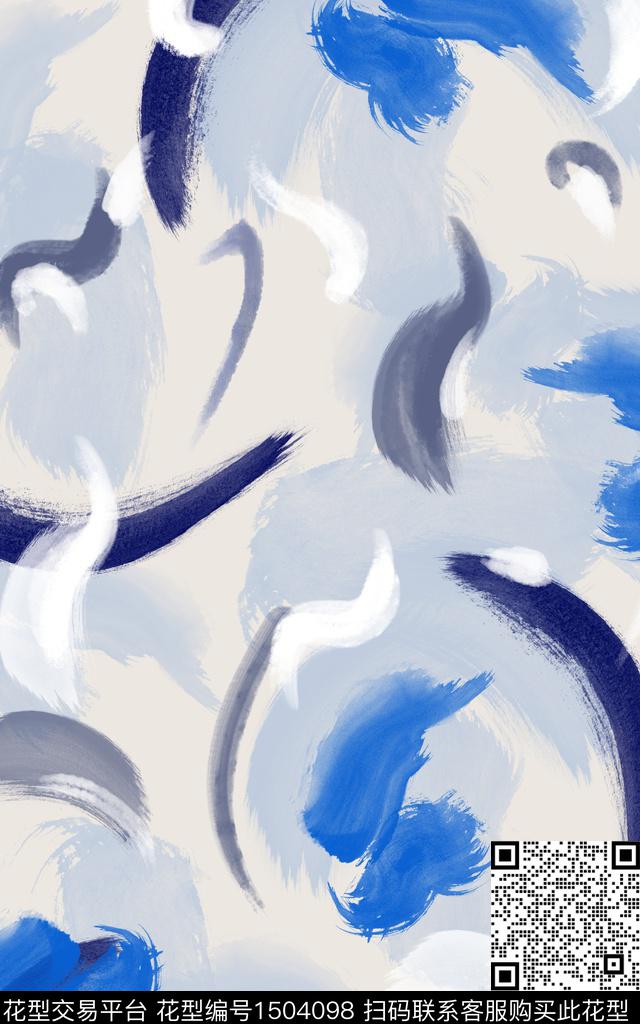 肌理抽象手绘数码印花华亿平台下载（图片编号: 1504098） - 瓦栏（Walan）