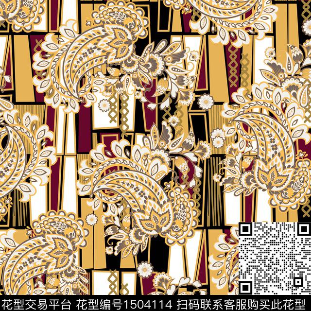 女装民族风佩斯利数码印花华亿平台下载（图片编号: 1504114） - 瓦栏（Walan）