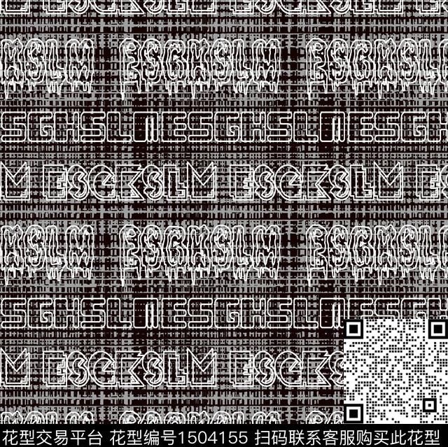 字母定位花几何数码印花华亿平台下载（图片编号: 1504155） - 瓦栏（Walan）