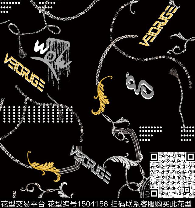 字母定位花大牌风数码印花华亿平台下载（图片编号: 1504156） - 瓦栏（Walan）