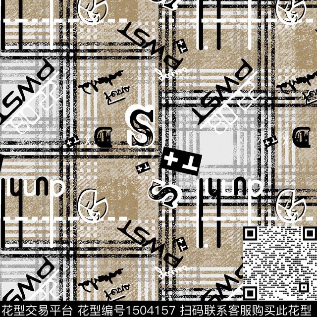 字母定位花几何数码印花华亿平台下载（图片编号: 1504157） - 瓦栏（Walan）