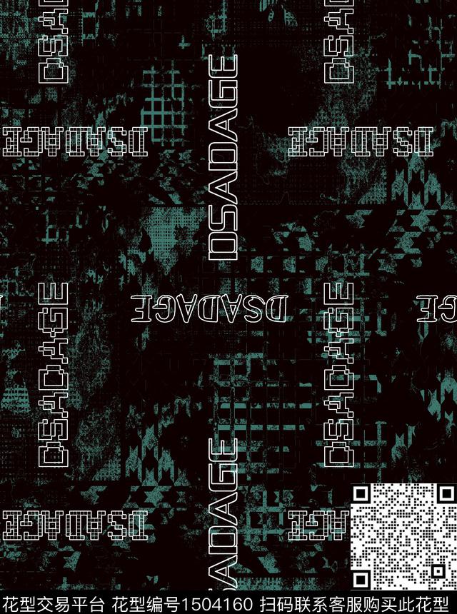 字母定位花大牌风数码印花华亿平台下载（图片编号: 1504160） - 瓦栏（Walan）