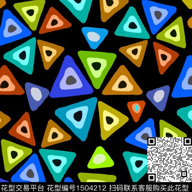 几何三角形波点传统印花华亿平台下载（图片编号: 1504212） - 瓦栏（Walan）