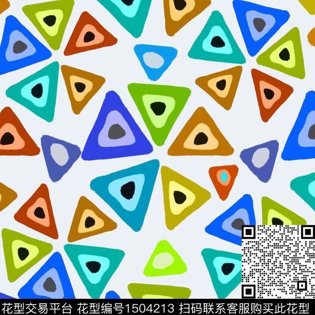 几何三角形波点传统印花华亿平台下载（图片编号: 1504213） - 瓦栏（Walan）