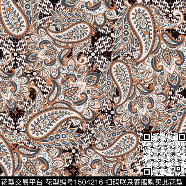 民族风佩斯利大牌风数码印花华亿平台下载（图片编号: 1504216） - 瓦栏（Walan）