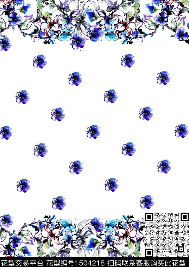定位花民族风手绘花卉数码印花华亿平台下载（图片编号: 1504218） - 瓦栏（Walan）