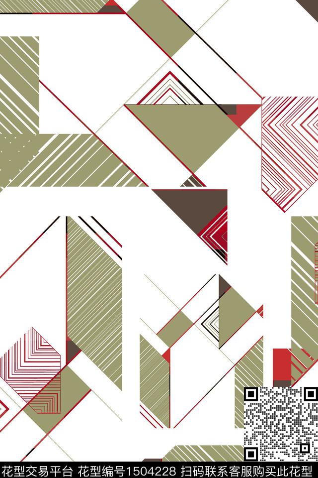 几何线条大牌风数码印花华亿平台下载（图片编号: 1504228） - 瓦栏（Walan）