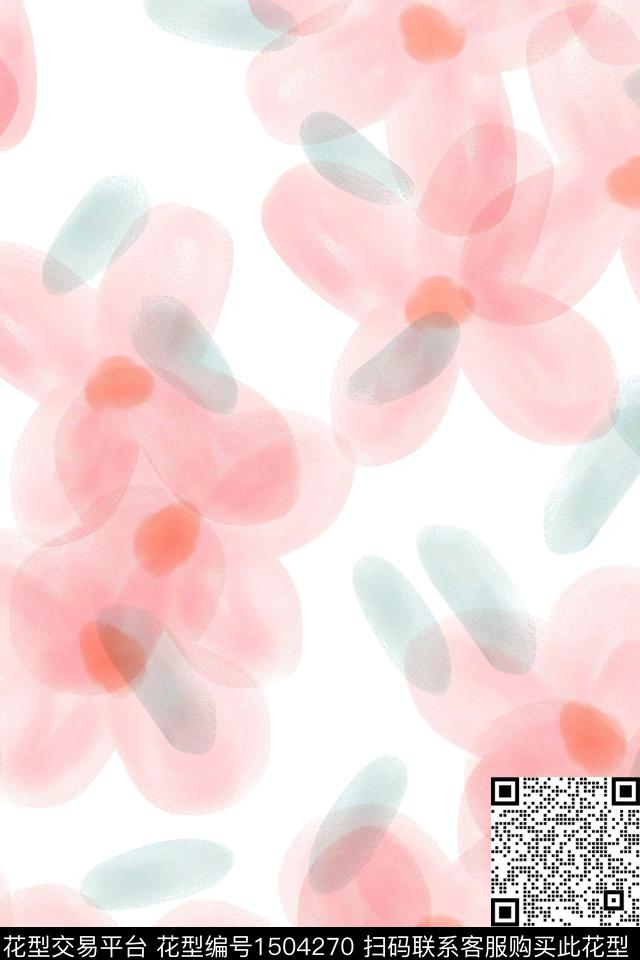 花卉大牌风小清新数码印花华亿平台下载（图片编号: 1504270） - 瓦栏（Walan）