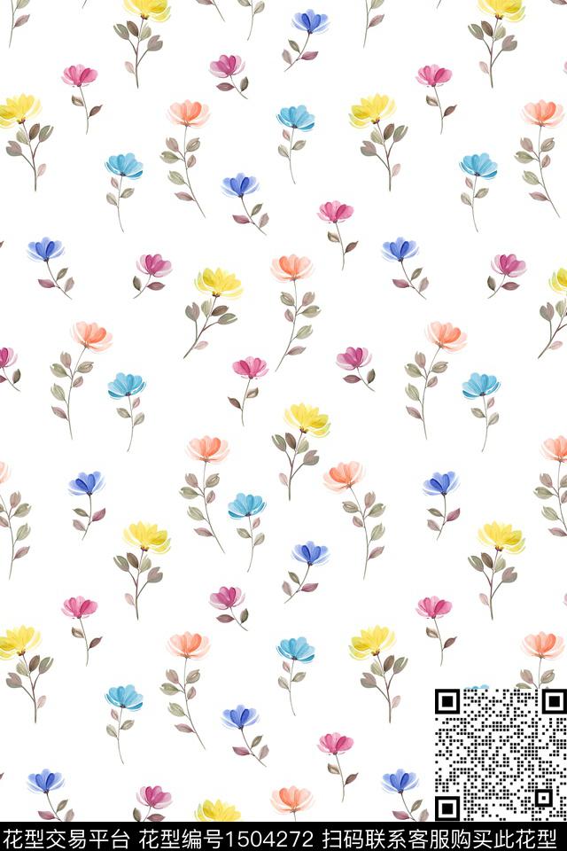 花卉大牌风小清新数码印花华亿平台下载（图片编号: 1504272） - 瓦栏（Walan）