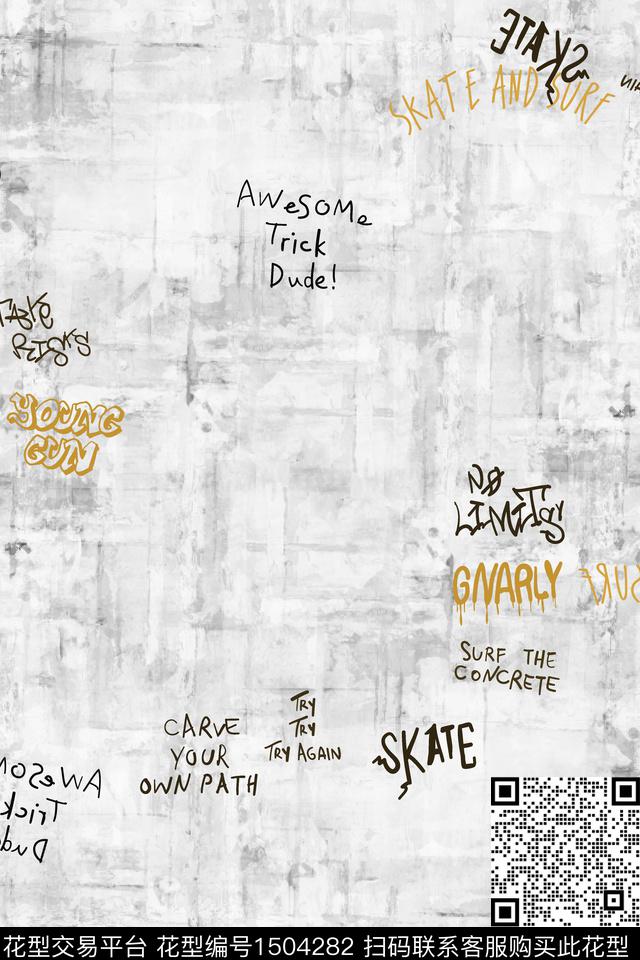 字母肌理男装数码印花华亿平台下载（图片编号: 1504282） - 瓦栏（Walan）