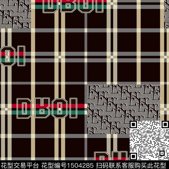 字母定位花几何数码印花华亿平台下载（图片编号: 1504285） - 瓦栏（Walan）