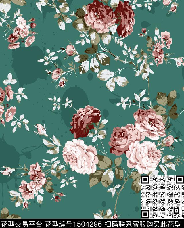 定位花花卉大牌风数码印花华亿平台下载（图片编号: 1504296） - 瓦栏（Walan）