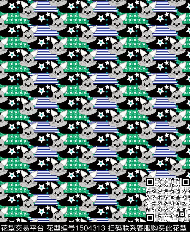 线条女装动物数码印花华亿平台下载（图片编号: 1504313） - 瓦栏（Walan）