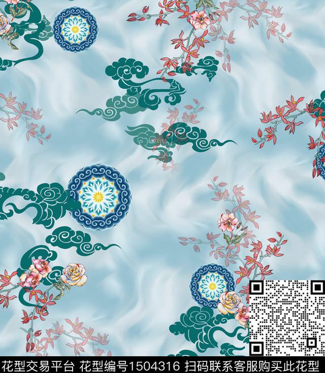 女装旗袍真丝传统印花华亿平台下载（图片编号: 1504316） - 瓦栏（Walan）