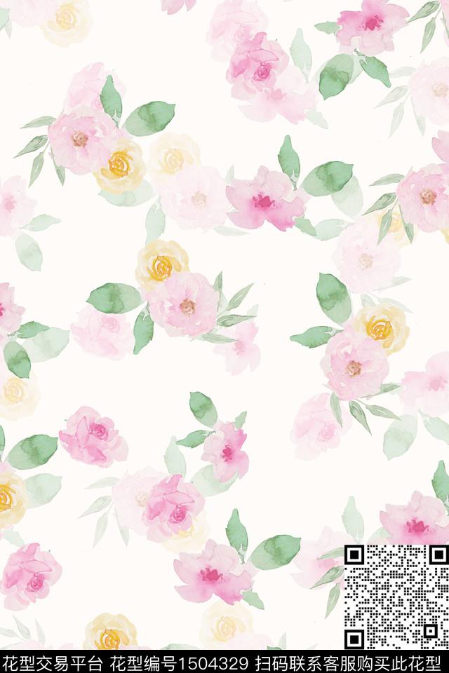 花卉小清新真丝数码印花华亿平台下载（图片编号: 1504329） - 瓦栏（Walan）