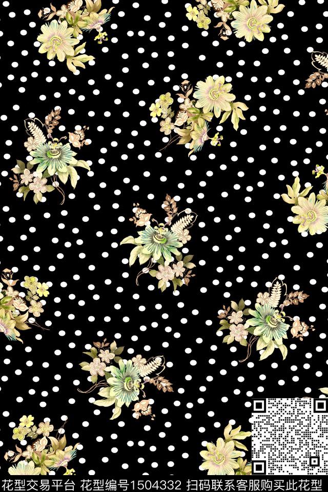 花卉小清新真丝数码印花华亿平台下载（图片编号: 1504332） - 瓦栏（Walan）