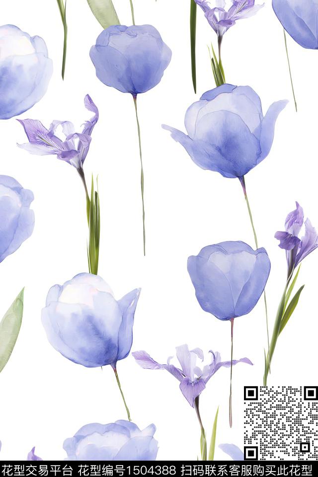 花卉大牌风小清新数码印花华亿平台下载（图片编号: 1504388） - 瓦栏（Walan）