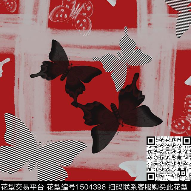 几何趣味蝴蝶传统印花华亿平台下载（图片编号: 1504396） - 瓦栏（Walan）