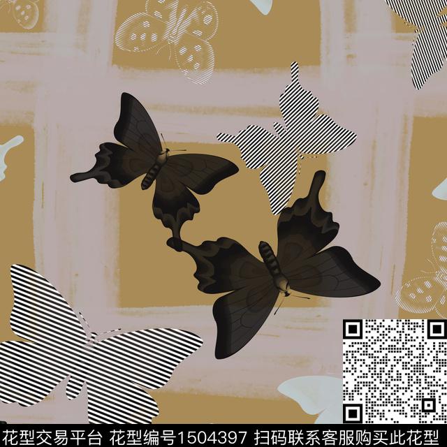 几何趣味蝴蝶传统印花华亿平台下载（图片编号: 1504397） - 瓦栏（Walan）