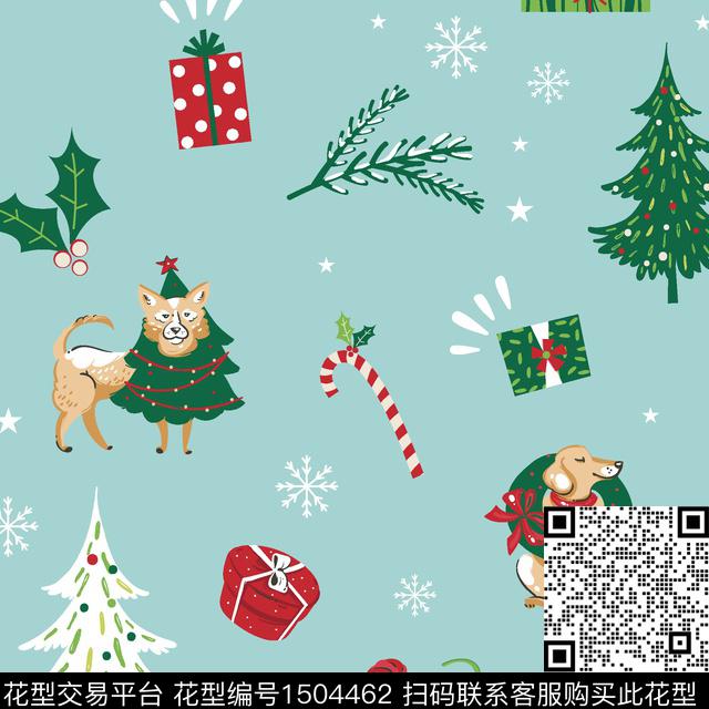 圣诞可爱卡通数码印花华亿平台下载（图片编号: 1504462） - 瓦栏（Walan）