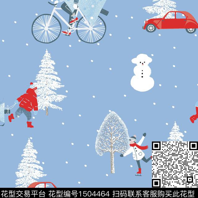 圣诞可爱卡通数码印花华亿平台下载（图片编号: 1504464） - 瓦栏（Walan）