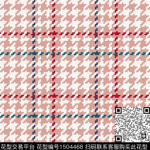 圣诞可爱千鸟格数码印花华亿平台下载（图片编号: 1504468） - 瓦栏（Walan）