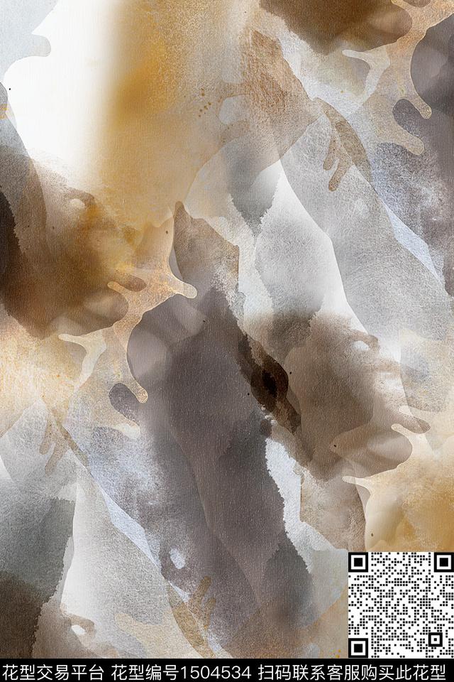 肌理抽象真丝数码印花华亿平台下载（图片编号: 1504534） - 瓦栏（Walan）