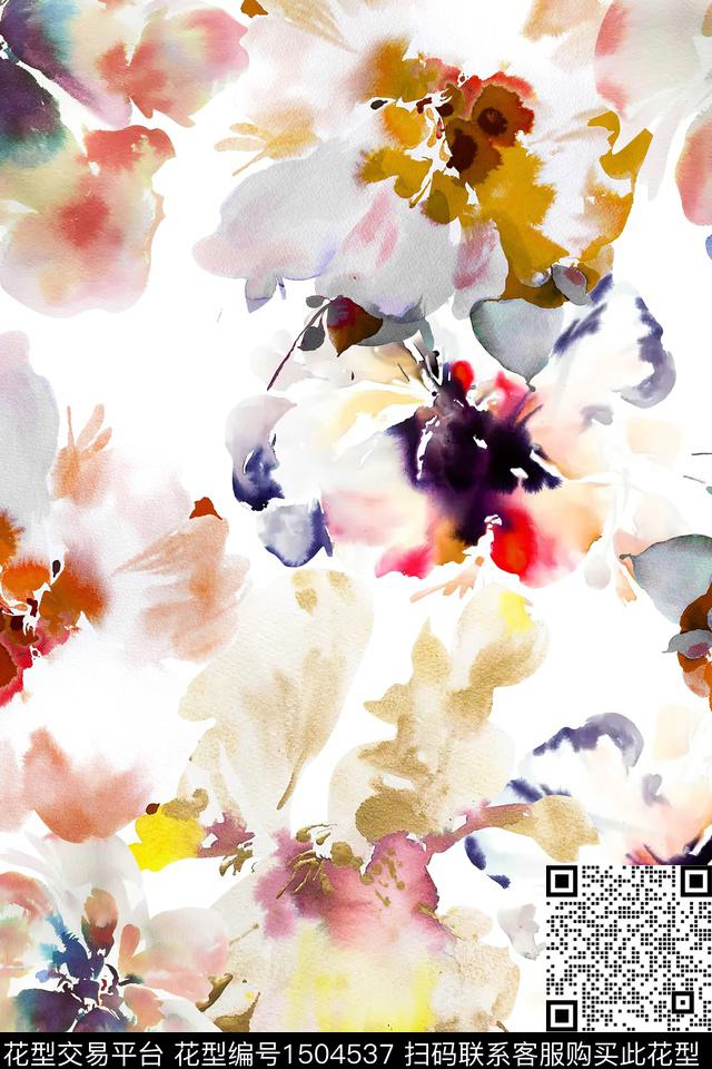 肌理抽象真丝数码印花华亿平台下载（图片编号: 1504537） - 瓦栏（Walan）