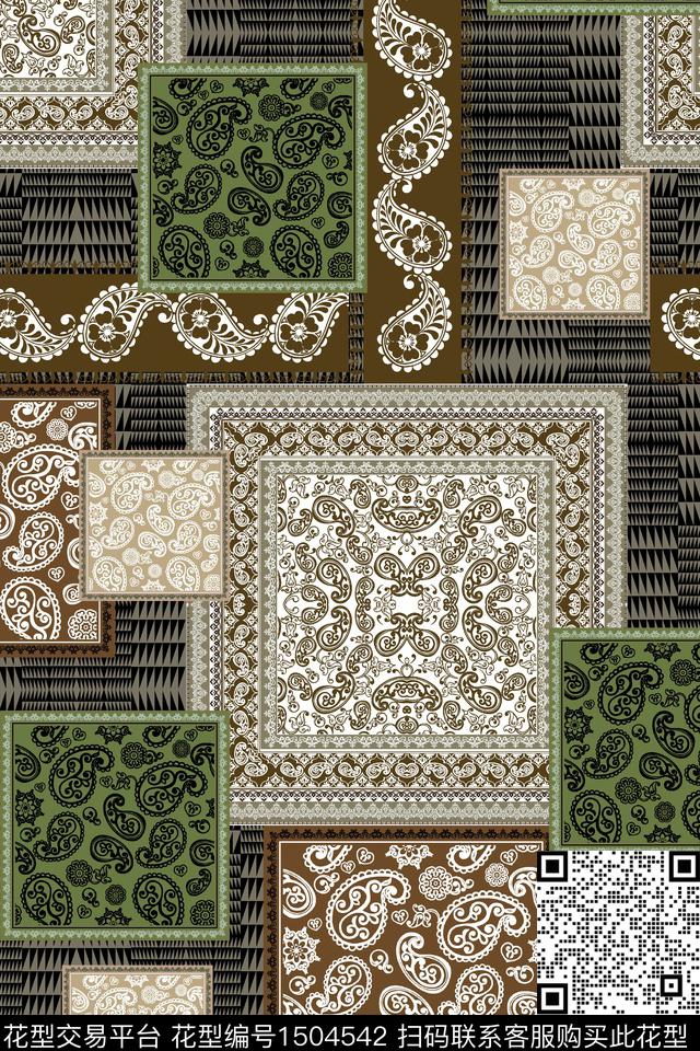 传统纹样复古佩斯利数码印花华亿平台下载（图片编号: 1504542） - 瓦栏（Walan）