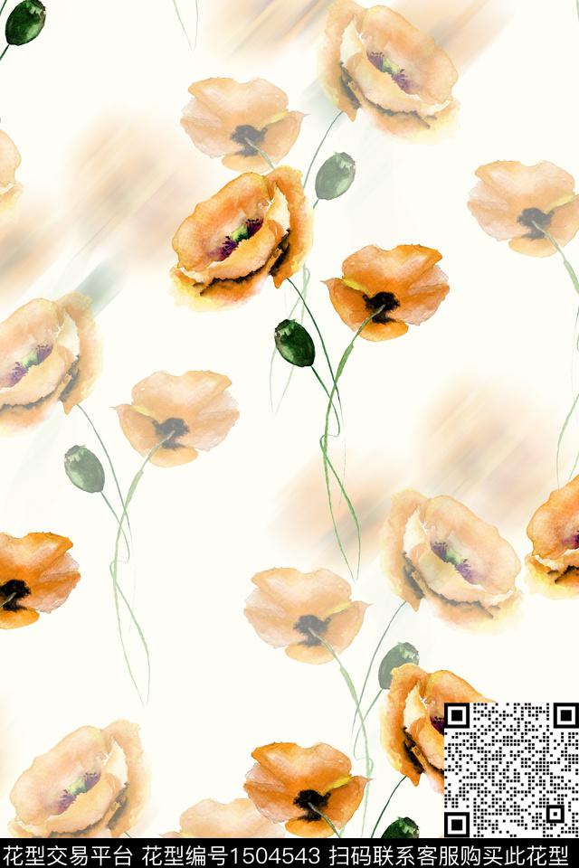 绿植树叶水彩肌理数码印花华亿平台下载（图片编号: 1504543） - 瓦栏（Walan）