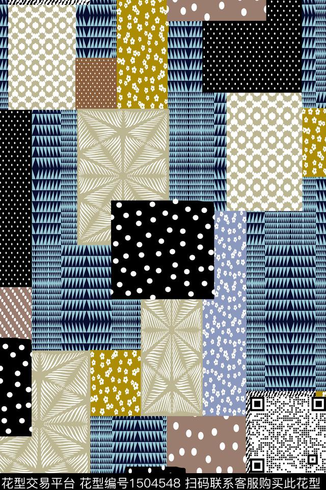几何花卉简约年轻女性数码印花华亿平台下载（图片编号: 1504548） - 瓦栏（Walan）