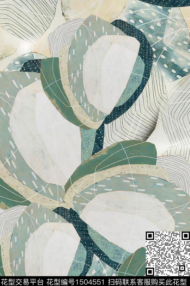 抽象色块真丝数码印花华亿平台下载（图片编号: 1504551） - 瓦栏（Walan）