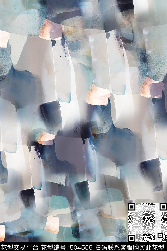 抽象色块真丝数码印花华亿平台下载（图片编号: 1504555） - 瓦栏（Walan）