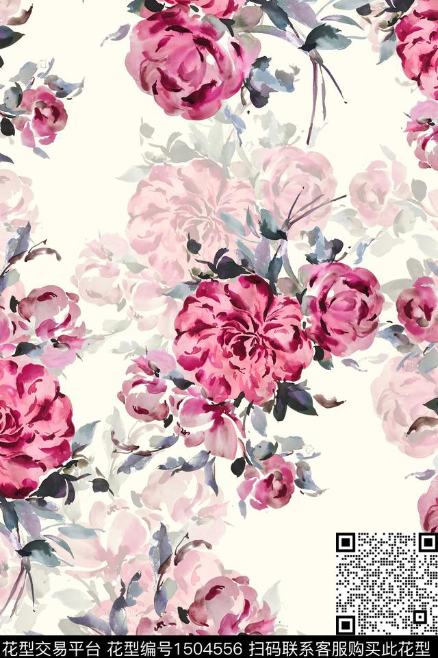 花卉小清新真丝数码印花华亿平台下载（图片编号: 1504556） - 瓦栏（Walan）