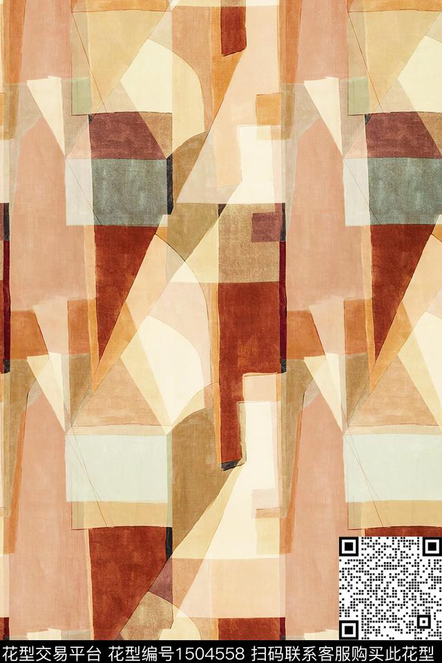 几何抽象中老年数码印花华亿平台下载（图片编号: 1504558） - 瓦栏（Walan）