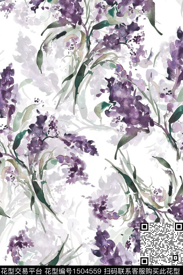 花卉小清新真丝数码印花华亿平台下载（图片编号: 1504559） - 瓦栏（Walan）