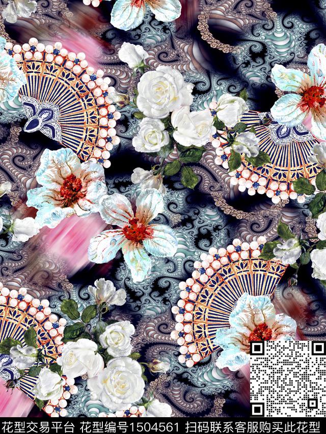 民族风花卉大牌风数码印花华亿平台下载（图片编号: 1504561） - 瓦栏（Walan）