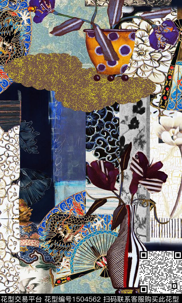 民族风花卉大牌风数码印花华亿平台下载（图片编号: 1504562） - 瓦栏（Walan）