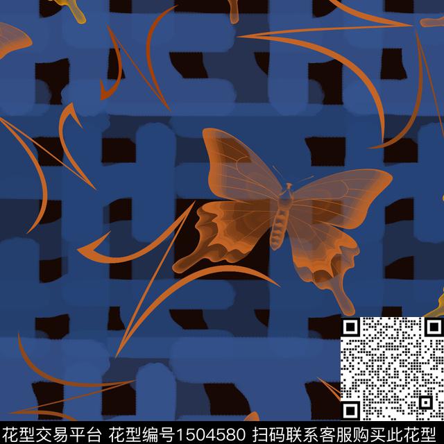几何趣味蝴蝶数码印花华亿平台下载（图片编号: 1504580） - 瓦栏（Walan）