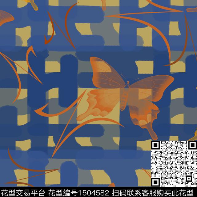 几何趣味蝴蝶数码印花华亿平台下载（图片编号: 1504582） - 瓦栏（Walan）