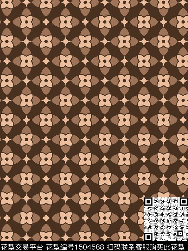 几何复古大牌风传统印花华亿平台下载（图片编号: 1504588） - 瓦栏（Walan）