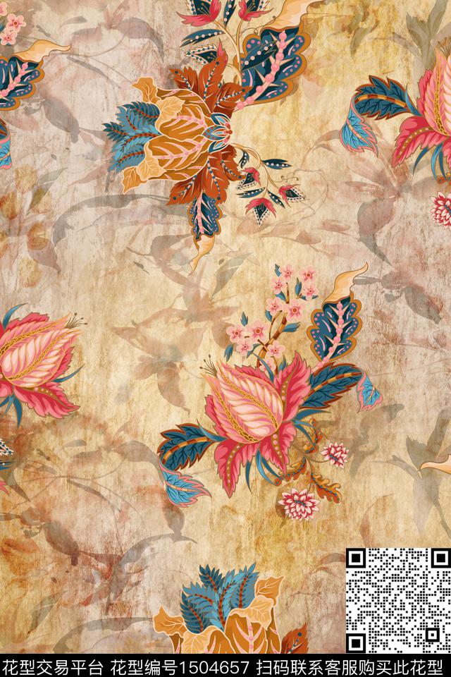 佩斯利香云纱中国风数码印花华亿平台下载（图片编号: 1504657） - 瓦栏（Walan）