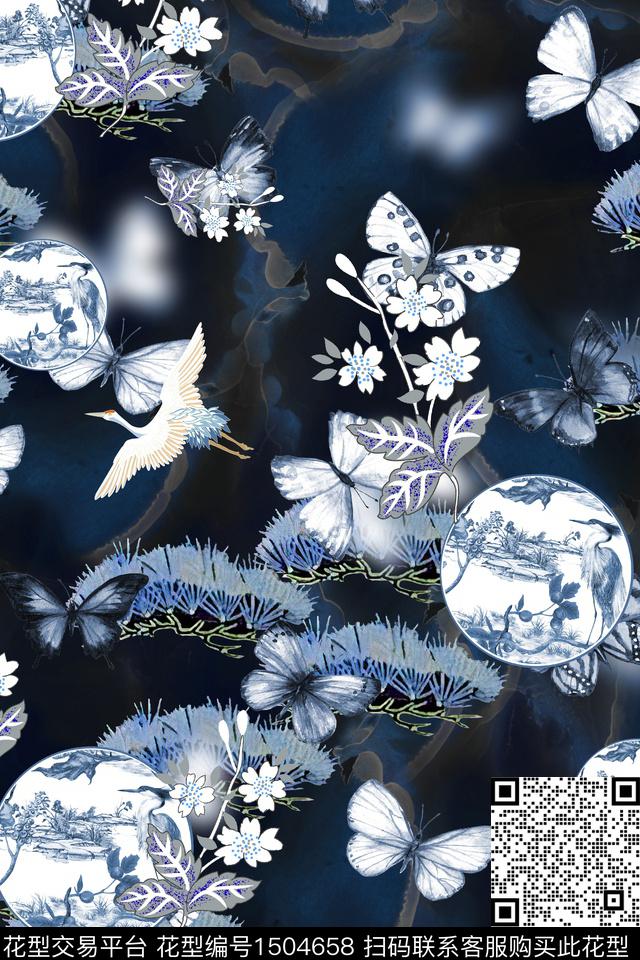 香云纱中国风真丝数码印花华亿平台下载（图片编号: 1504658） - 瓦栏（Walan）