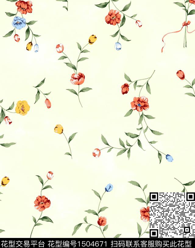 花卉大牌风小碎花数码印花华亿平台下载（图片编号: 1504671） - 瓦栏（Walan）